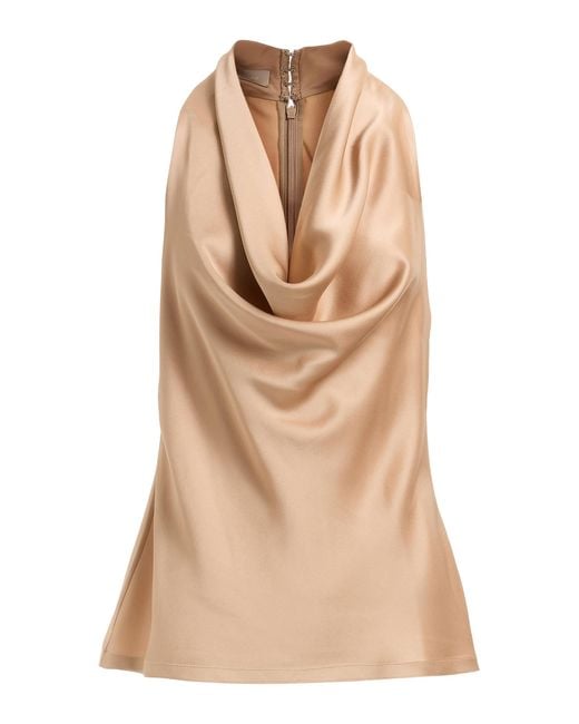 Elie Saab Natural Draped Satin Top