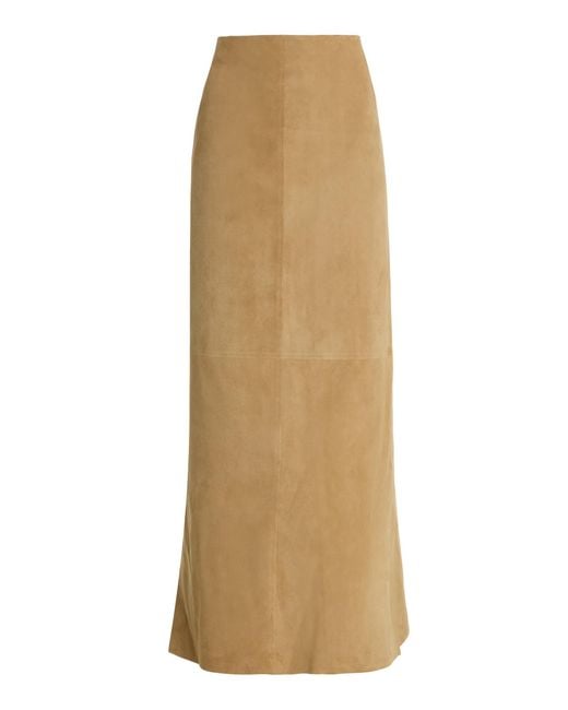 The Row Natural Danas Suede Maxi Wrap Skirt