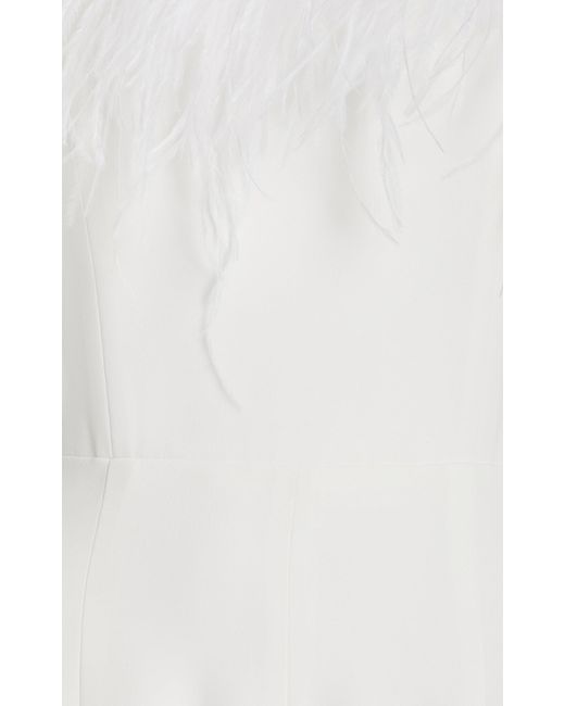 16Arlington White Taree Feather-trimmed Jumpsuit