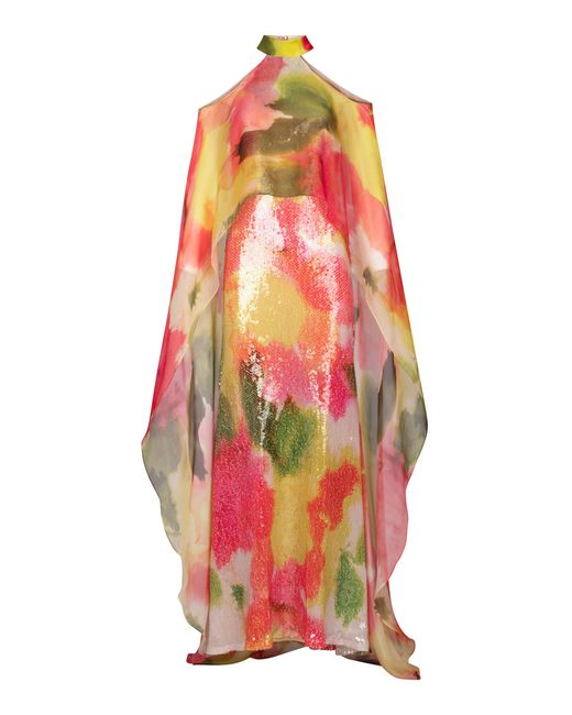 Silvia Conde OlivánxAmeri SHEER TOP Silvia Tcherassi Serenela Open-Shoulder Silk-Blend Maxi Dress in