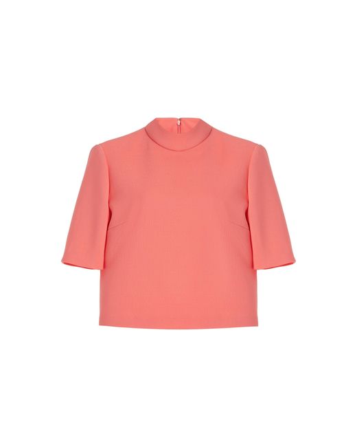 Carolina Herrera Pink Mockneck Stretch-Wool Top