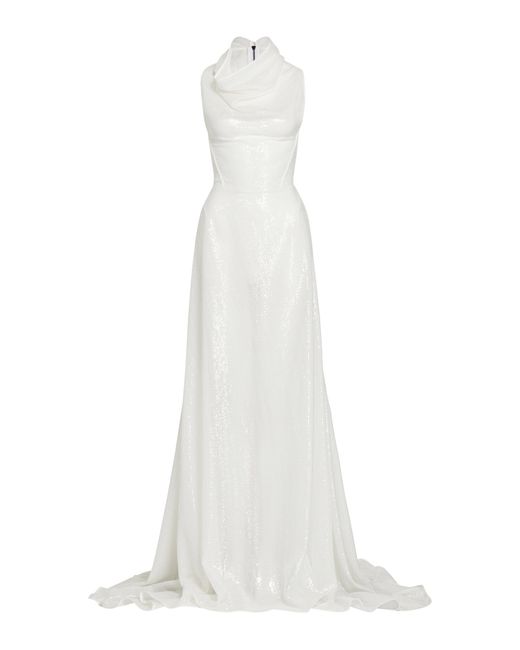 Maticevski White Glistening Sequined Gown