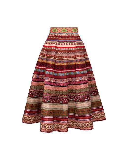 Lena Hoschek Red Swing Ribbon Cotton-Blend Midi Skirt