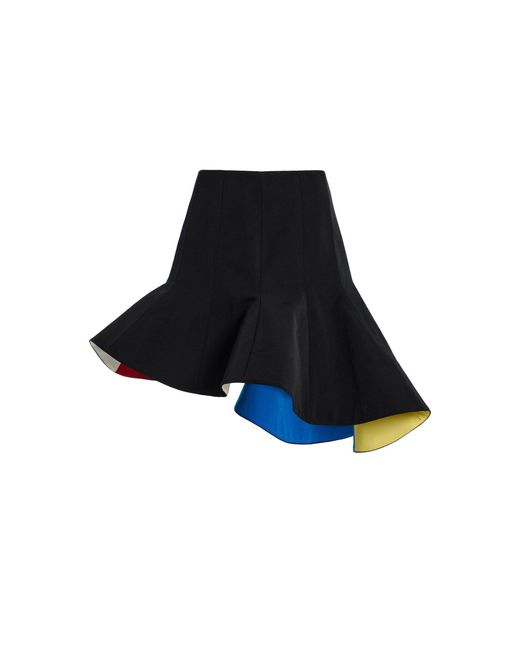 Rosie Assoulin Black Simon Says Peak Drama Cotton-Grosgrain Mini Skirt