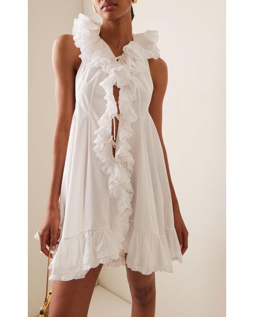 Philosophy Di Lorenzo Serafini White Ruffled Cotton Mini Dress