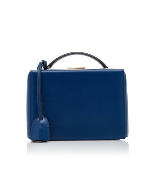 Mark Cross Blue Grace Leather Small Box Bag