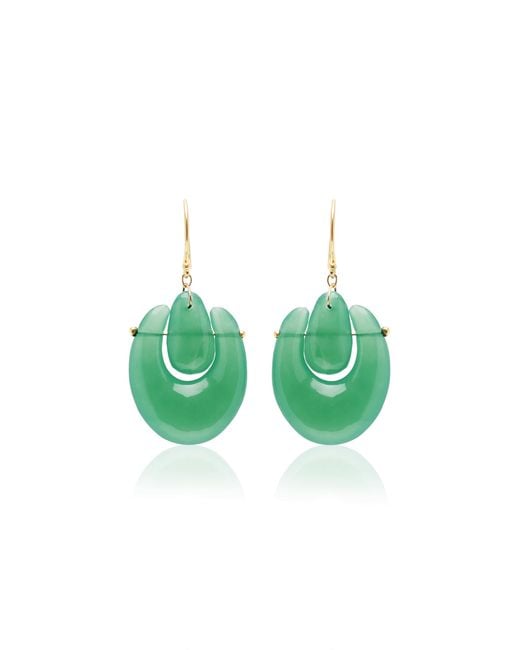 Ten Thousand Things Green Small O'keefe 18k Yellow Gold Chrysoprase Earrings