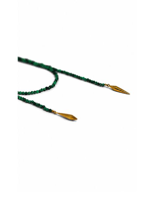 AYSHA BILGRAMI Green 24K Vermeil Dua Necklace Malaquite