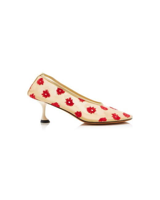 Proenza Schouler Pink Tee Embroidered Stretch-Mesh Pumps