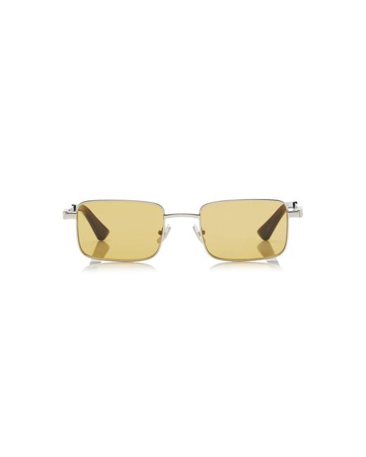 Bottega Veneta Yellow Square-Frame Metal Sunglasses