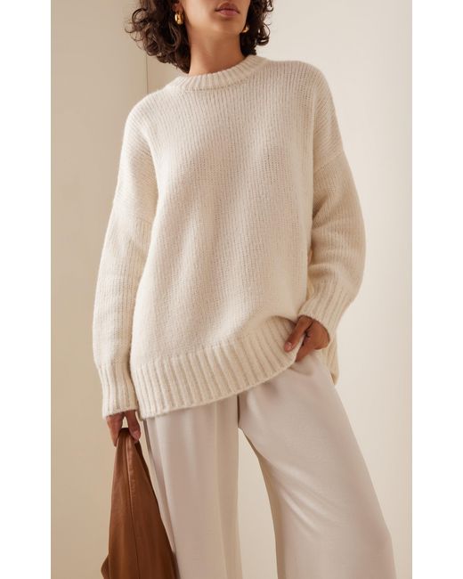Jenni Kayne White Knit Alpaca Cocoon Sweater