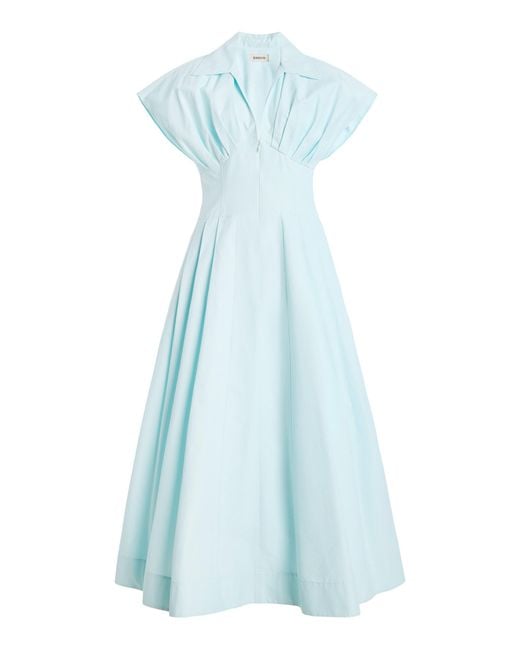 Jonathan Simkhai Blue Farlow Cotton Faille Midi Dress