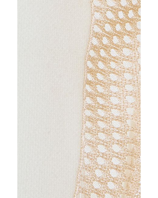 DIOTIMA White Crochet-Detailed Wool-Blend Turtleneck Top