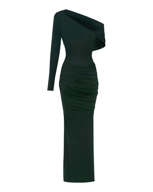 Alex Perry Green Asymmetric Draped Maxi Dress