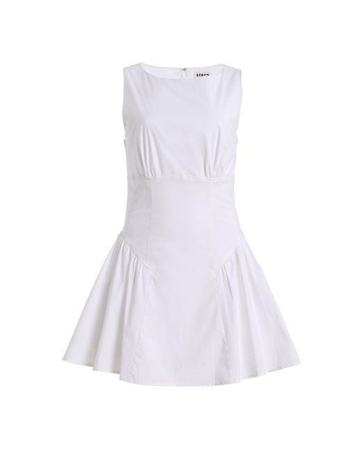 Staud White Gwen Cotton Mini Dress