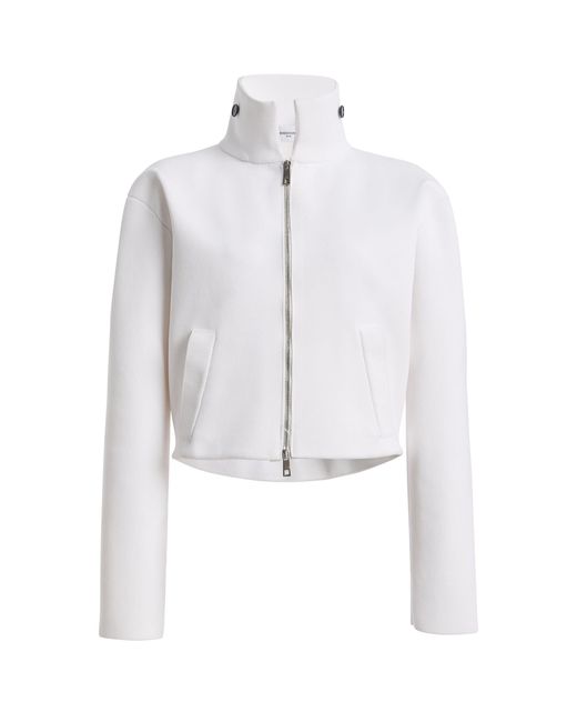 Brandon Maxwell White The Alexis Sculpted Knit Bomber Jacket