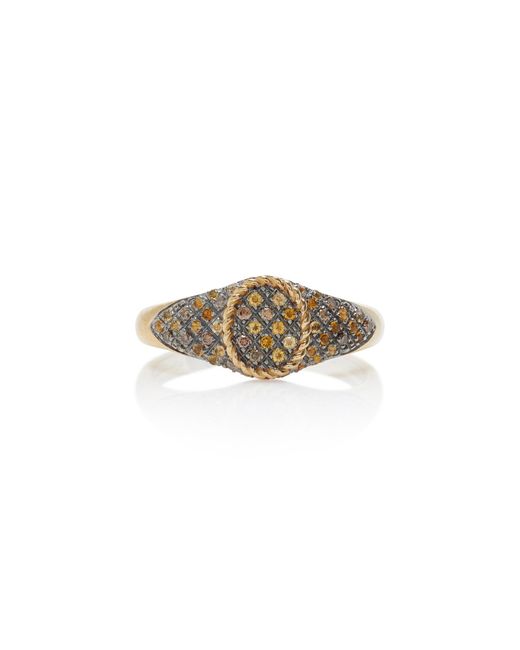 Yvonne Léon Metallic Baby 9k Yellow Gold Diamond, Citrine Signet Ring