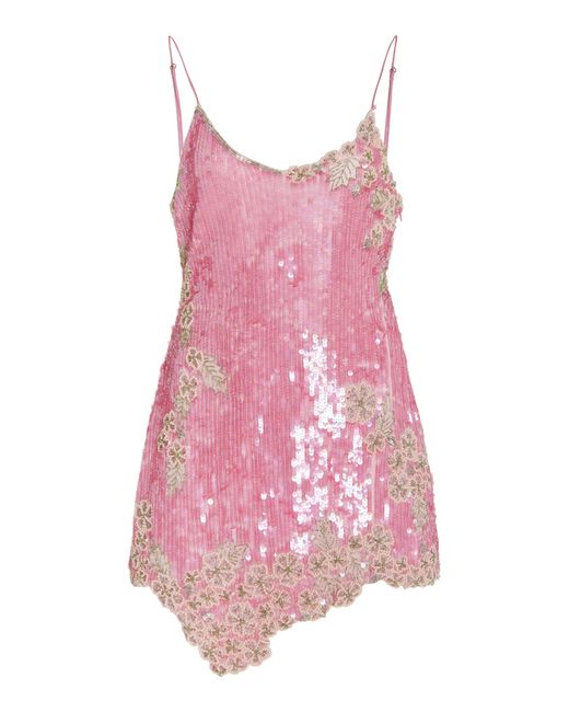 LoveShackFancy Red Meline Sequin Mini Dress