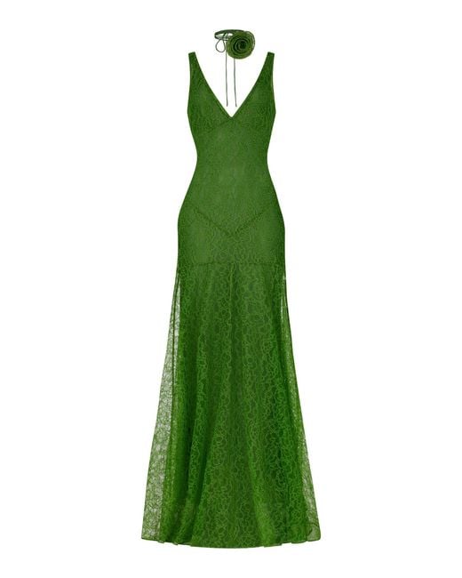 De La Vali Green Persephone Lace Gown