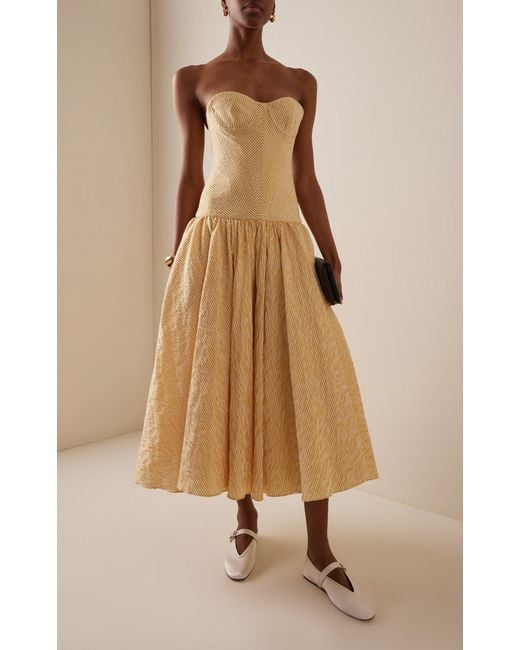 Alexis Metallic Summers Striped Corseted Midi Dress