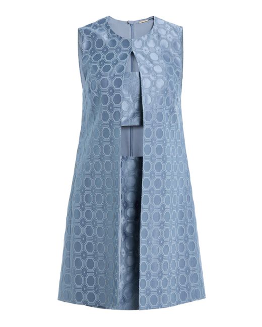 Alexis Blue Asha Layered Cutout Jacquard Cotton-Blend Mini Dress