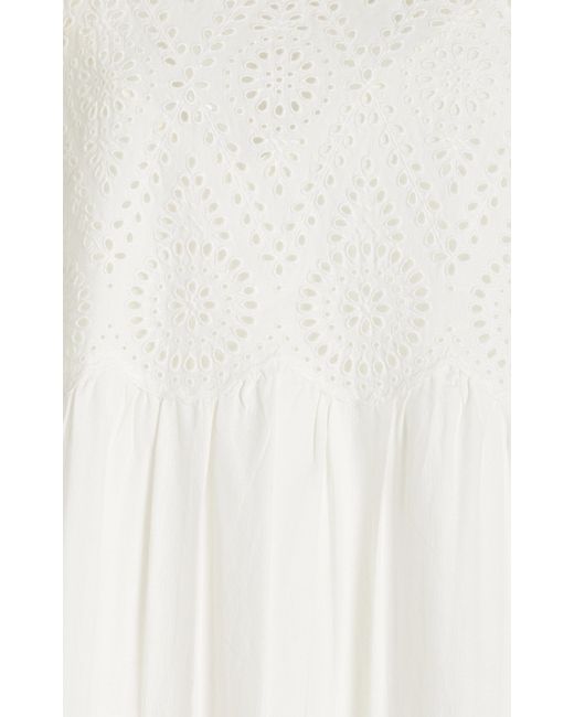 Posse White Louisa Broderie Anglaise Cotton Maxi Dress