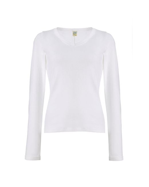 Flore Flore White Jill Long-Sleeved Cotton Top