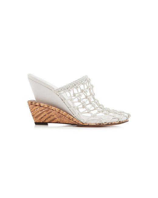 Jacquemus White Doubles Netted Wedge Sandals