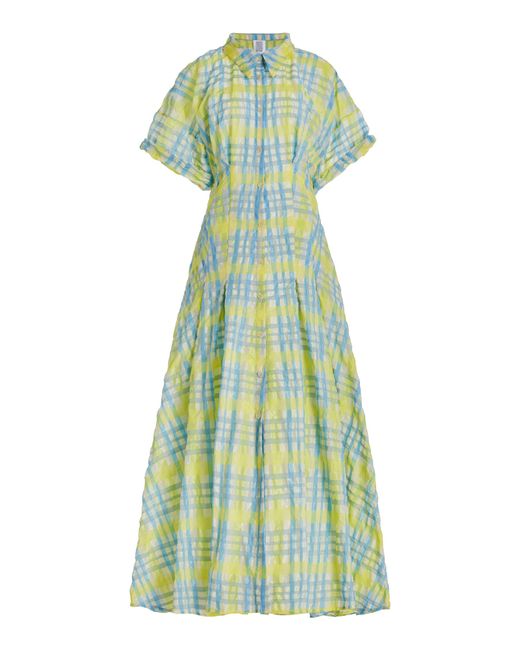 Rosie Assoulin Green Jolly 'oliday Printed Cotton-linen Shirt Dress