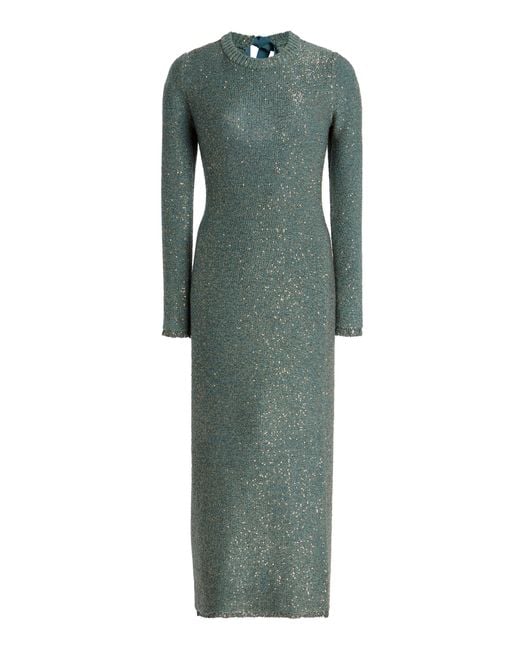 Altuzarra Green Exclusive Open-back Sequined Wool-blend Knit Midi Dress