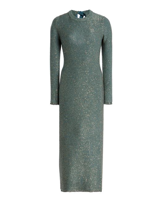 Altuzarra Green Exclusive Open-back Sequined Wool-blend Knit Midi Dress