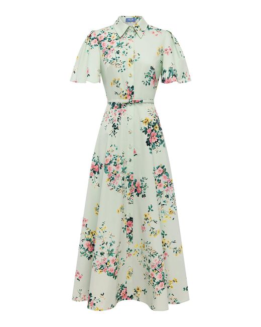 LEO LIN White Bianca Short Sleeve Midi Dress