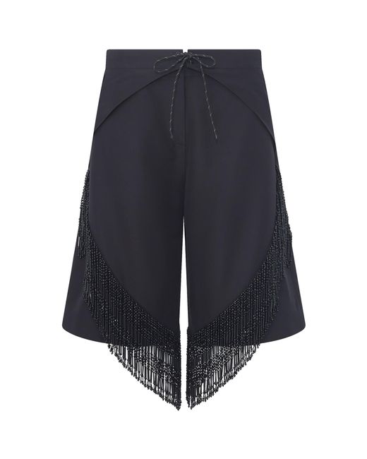 Dar Zéro Studio Blue Exclusive Sea Glass Fringe Beaded Jacquard Lamé Board Shorts