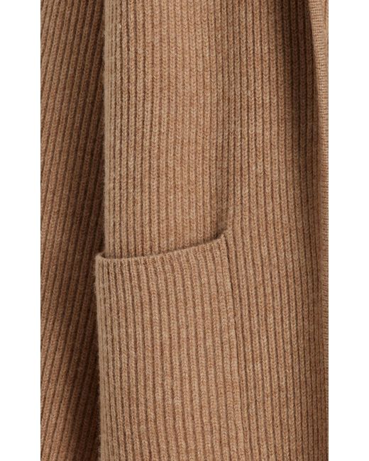 Totême  Brown Ribbed-knit Wool Cardigan Coat