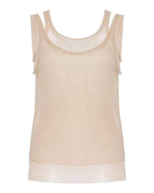 AISLING CAMPS Natural Film Layered Knit Tank Top