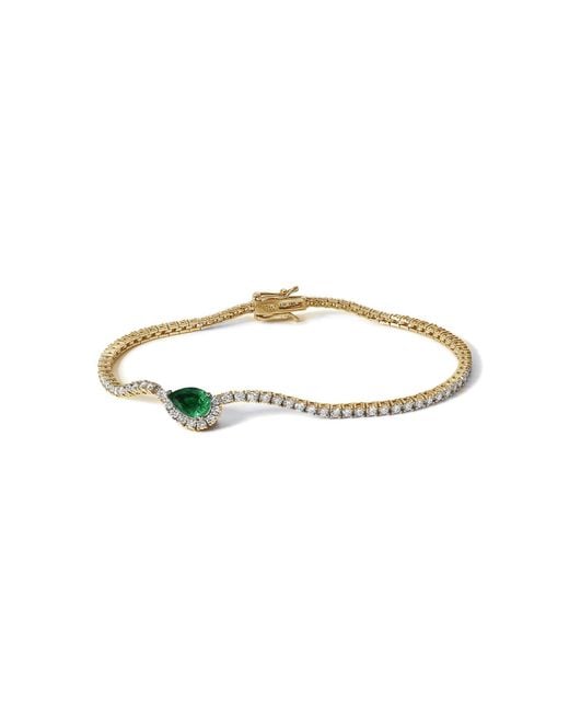 KATKIM Green 18K Petite Trace Eternity Emerald And Diamond Bracelet