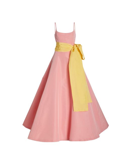 Carolina Herrera Pink Sash-detailed Silk Ball Gown