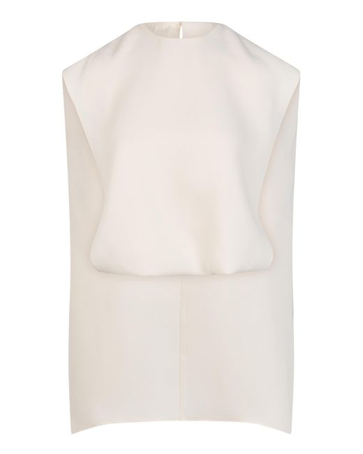 Heirlome White Athena Cape-Detailed Draped Silk Top