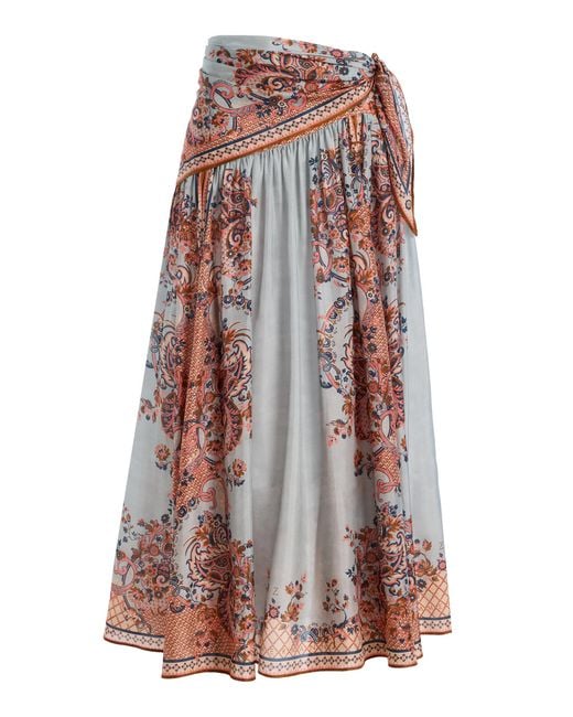 Zimmermann Multicolor Aster Scarf-Detailed Silk Maxi Skirt