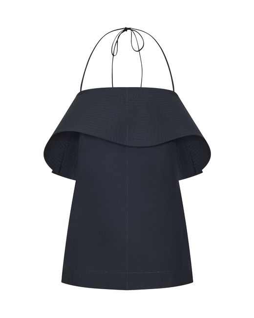 OSSOU Blue Romi Foldover Cotton Top
