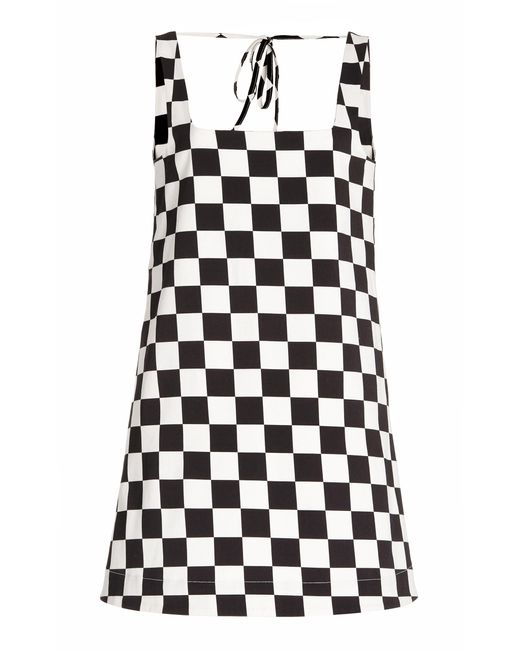Matthew Bruch Checked Stretch-cotton Mini Dress in Black/White (White ...