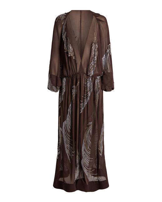 16Arlington Brown Silas Embellished Georgette Midi Dress
