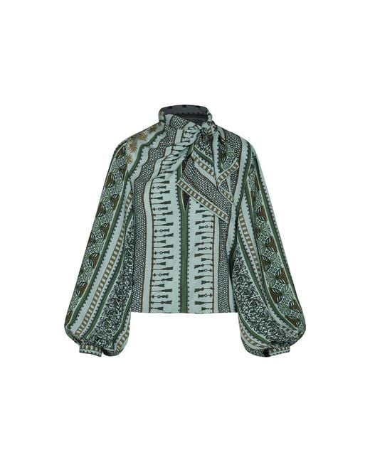 Johanna Ortiz Green Maps Of The South Printed Silk Blouse