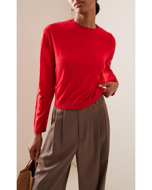 Leset Red James Classic Crewneck Wool Sweater