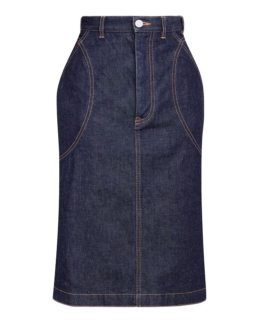 Alaïa Blue Denim Midi Skirt