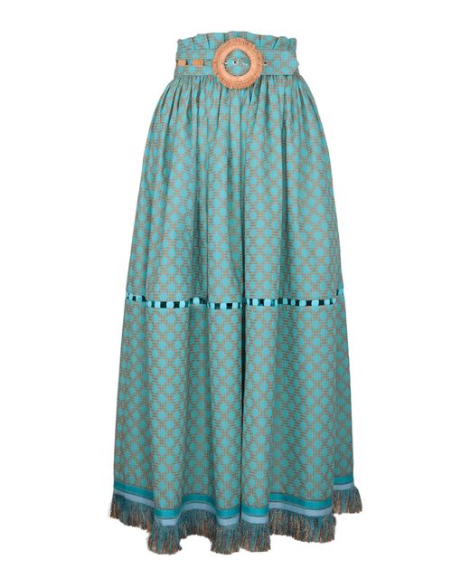 Lena Hoschek Blue Paradise Cotton Midi Skirt