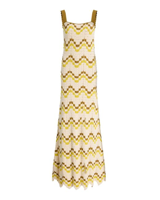 Escvdo Metallic Marea Crocheted Cotton Maxi Dress