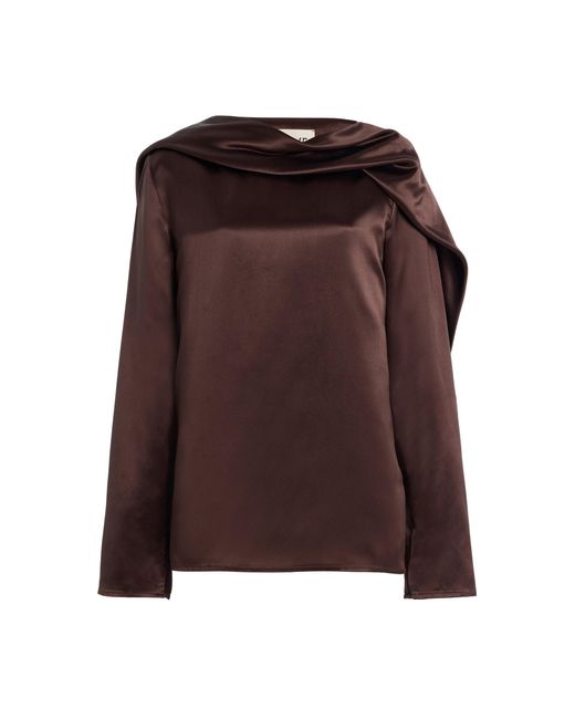 TOVE Brown Caris Draped Satin Top
