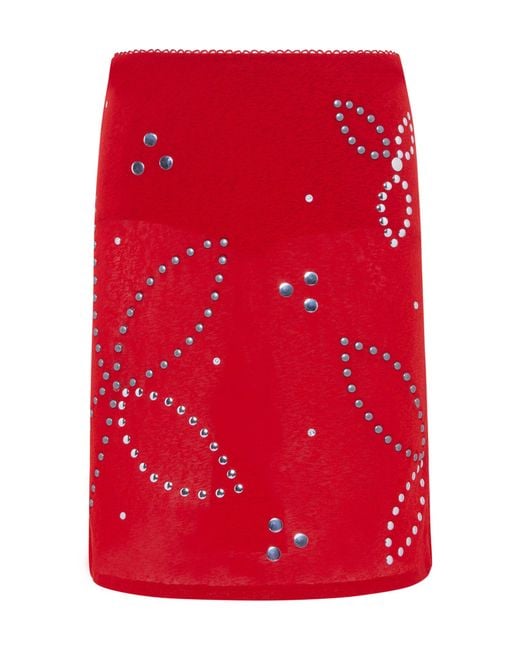 Siedres Red Liz Embellished Midi Skirt