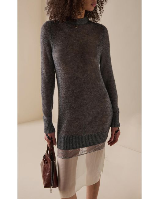Coperni Gray Layered Wool-Blend Midi Dress